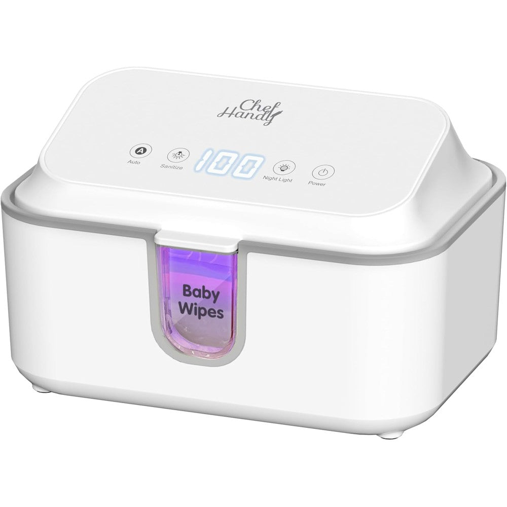 Chefhandy wipe warmer with UV sanitizer front view white