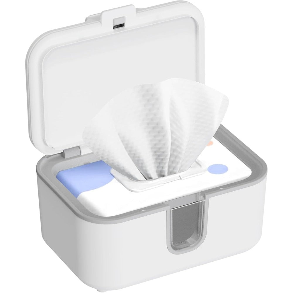 Kostte Baby Wipes Warmer front view showing the sleek white dispenser design