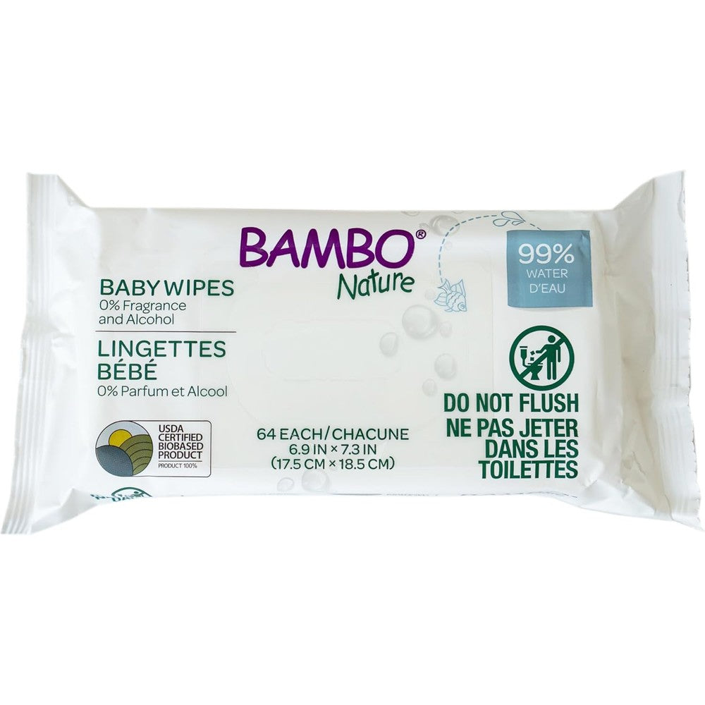 Bambo Nature USDA Certified Biobased Baby Wipes front packaging view