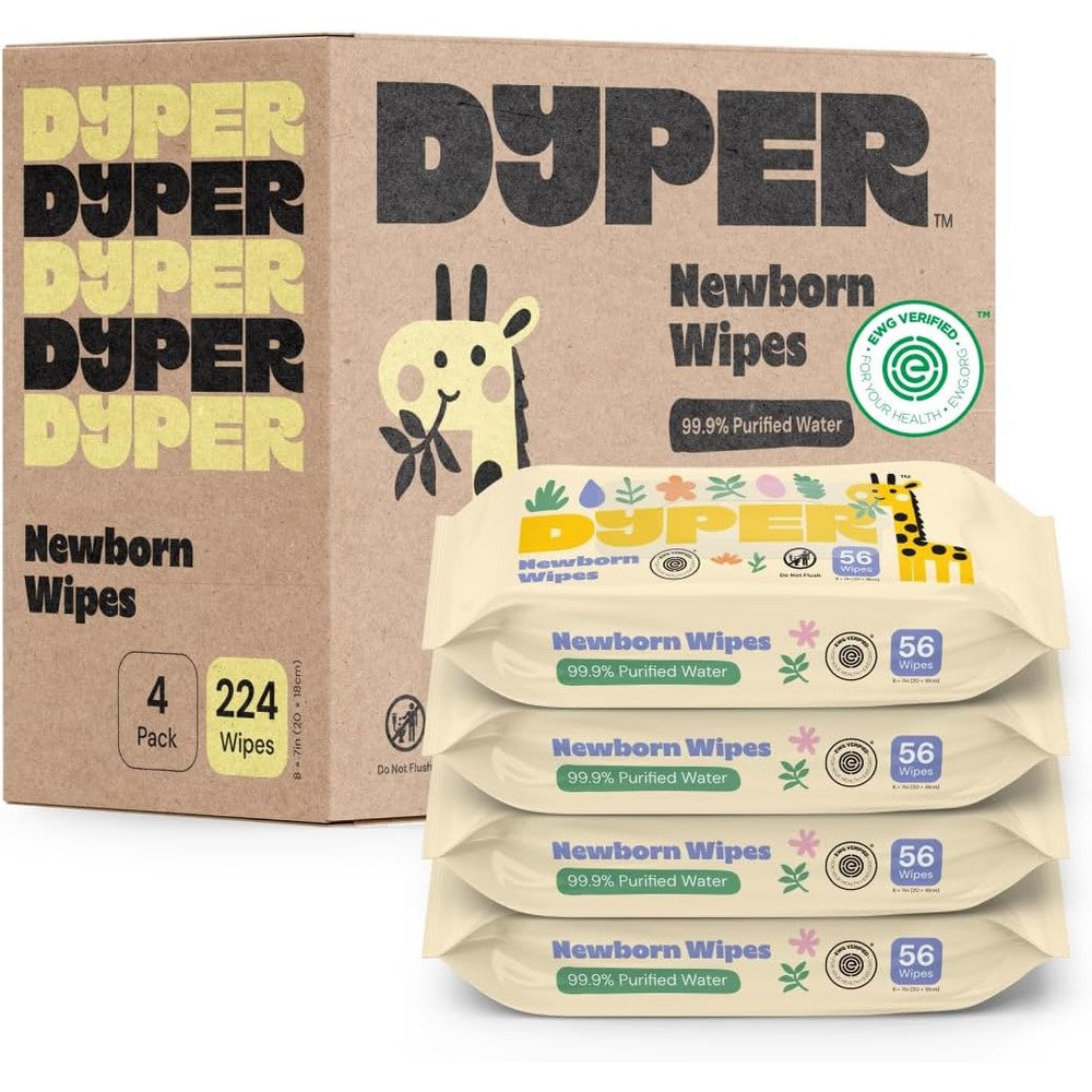 Dyper newborn sensitive baby wipes 224 count pack front view