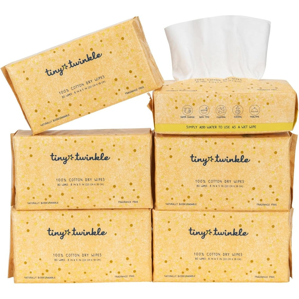 Tiny Twinkle cotton dry wipes 480 count front packaging view