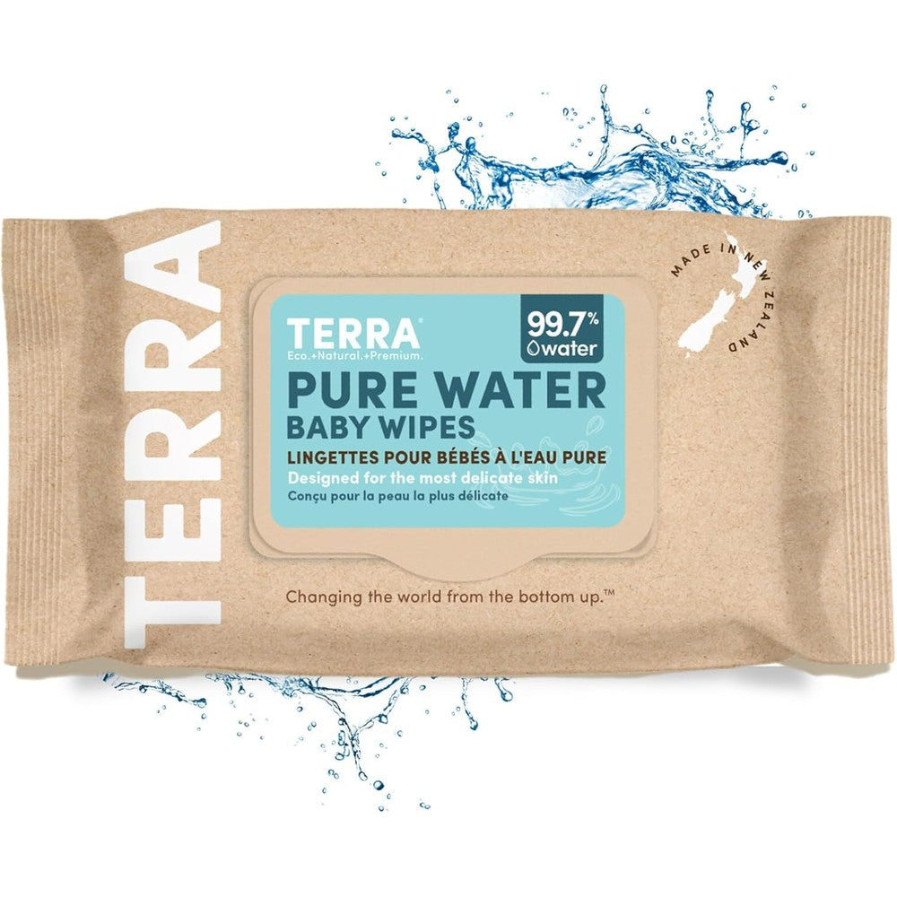 Terra Organics Pure New Zealand Water Bamboo Baby Wipes pack front view