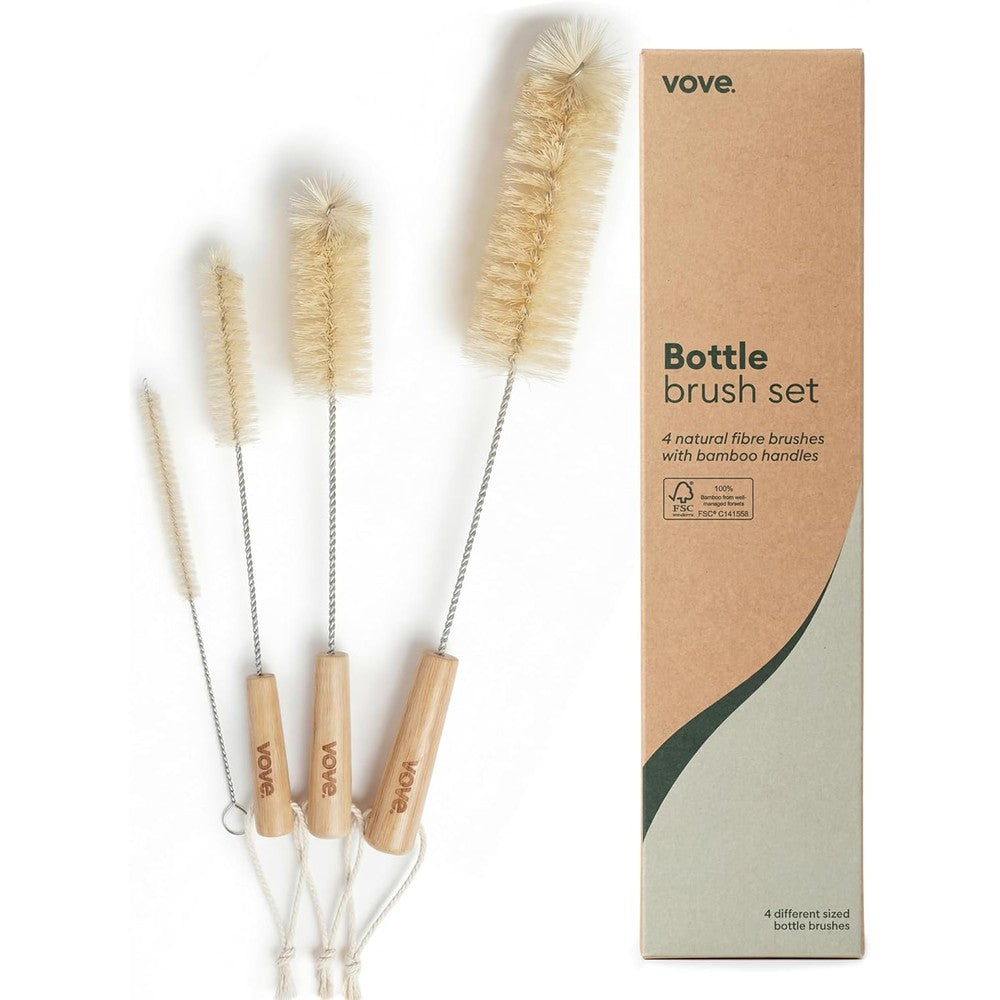 Vove 4 Piece Natural Sisal Bottle Brush Set front view