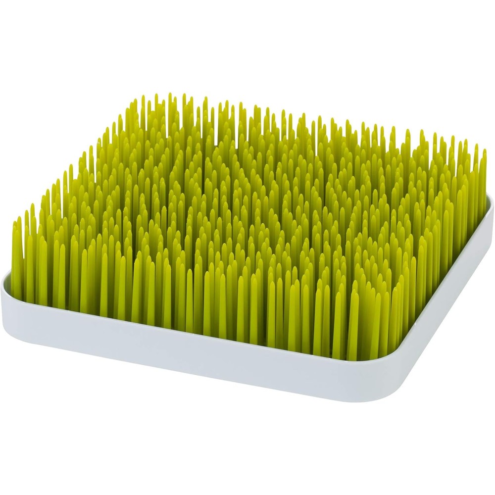 Boon Grass Countertop Drying Rack Green front view for baby bottles