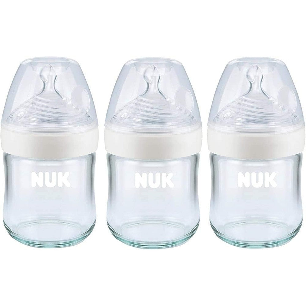 Nuk Simply Natural Glass Baby Bottles 4 Fluid Ounces 3 Pack front view
