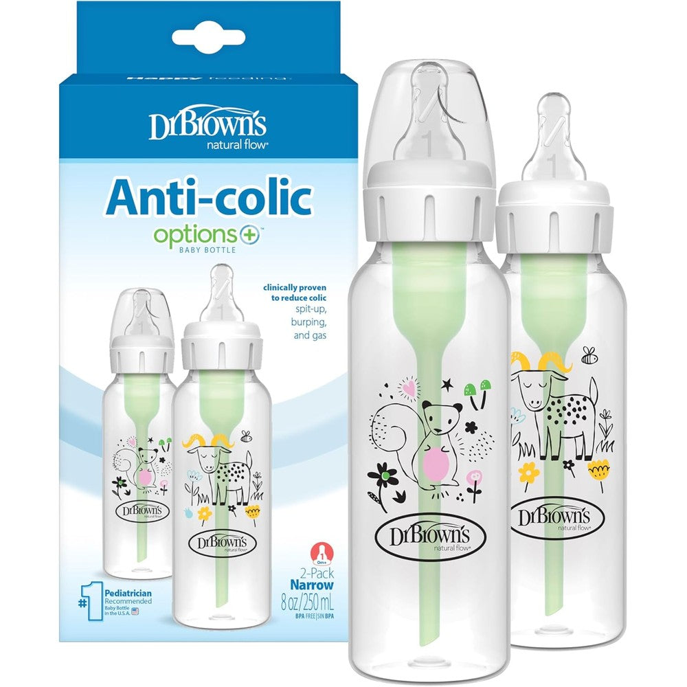 Dr. Brown's Natural Flow Anti-Colic Options Plus Narrow Baby Bottle 2-Pack front view
