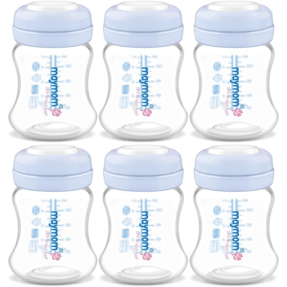 Maymom wide-mouth milk storage bottles set of 6 front view