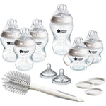 Tommee Tippee Natural Start 12 piece newborn feeding bottle set with cleaning brush