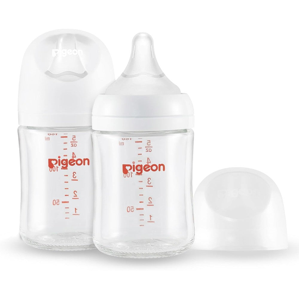 Pigeon wide neck glass nursing bottle set with nipples