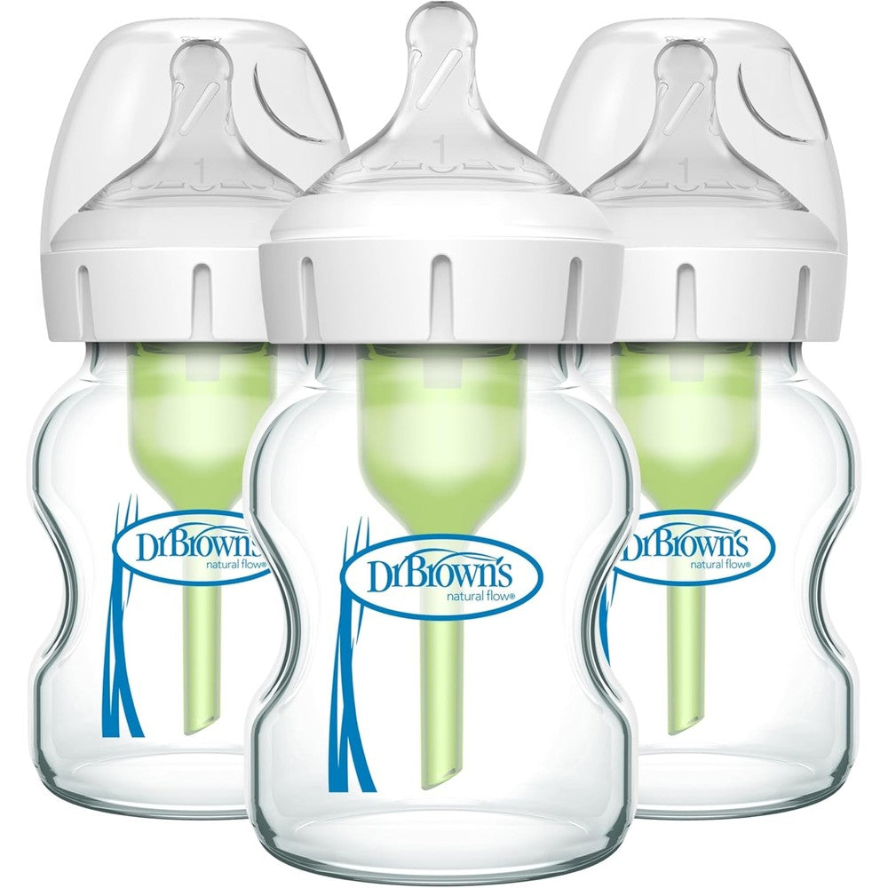 Dr. Brown's Options+ Wide Neck Glass Baby Bottles front view