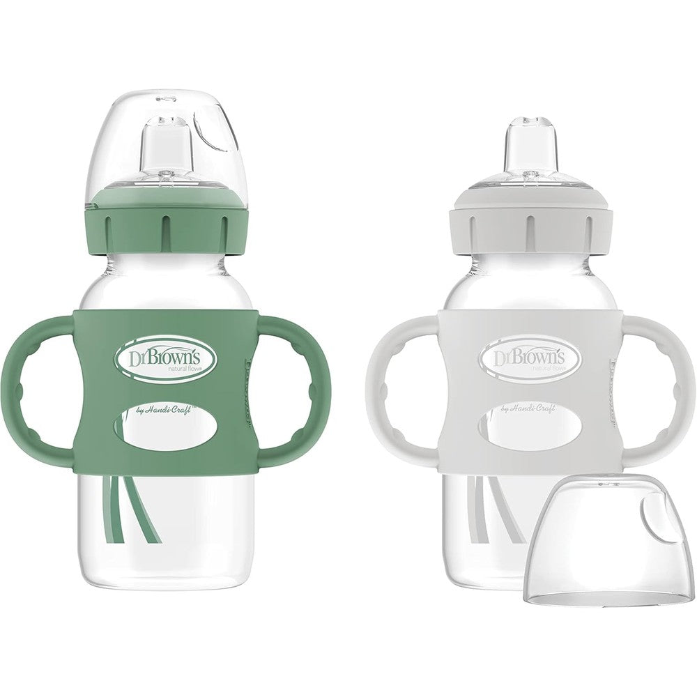 Dr. Brown's Milestones wide-neck sippy spout bottle 2-pack front view