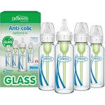 Dr. Brown's anti-colic narrow glass baby bottle 4-pack front view showcasing premium borosilicate glass design