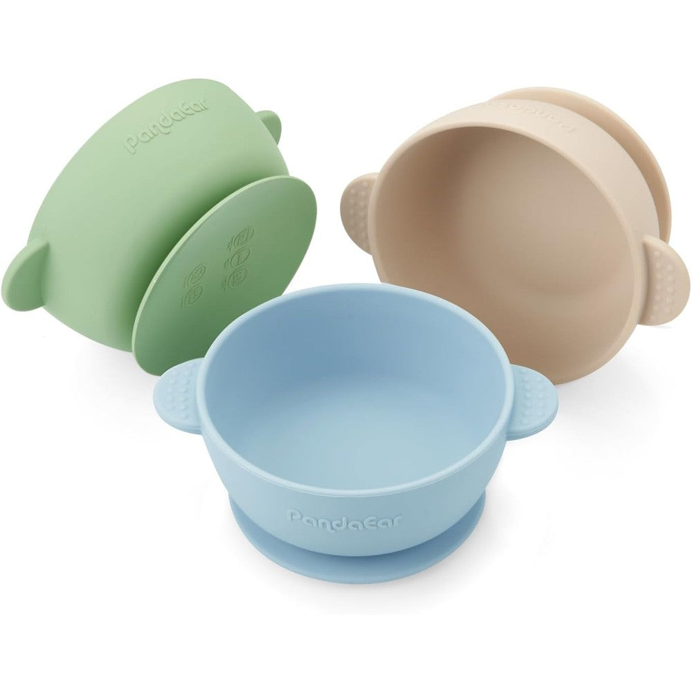 PandaEar 3 pack silicone baby suction bowls front view