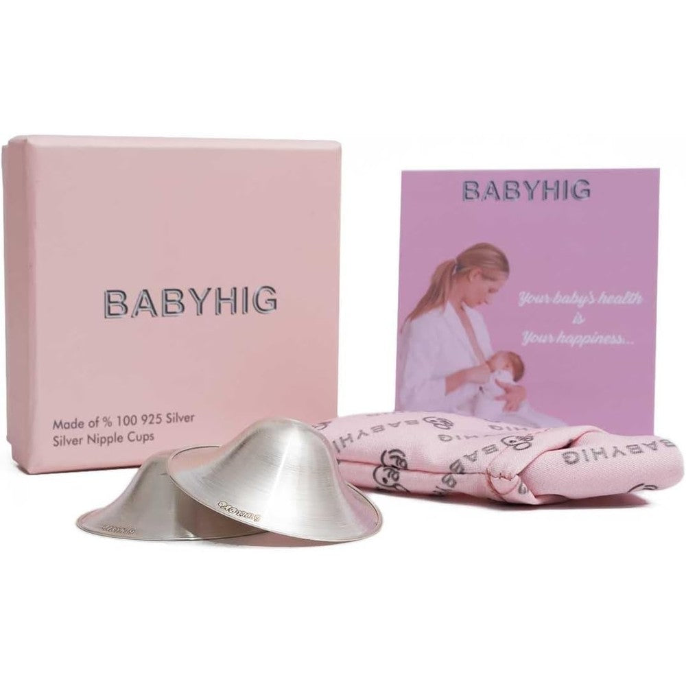 Babyhig original silver nursing cups front view