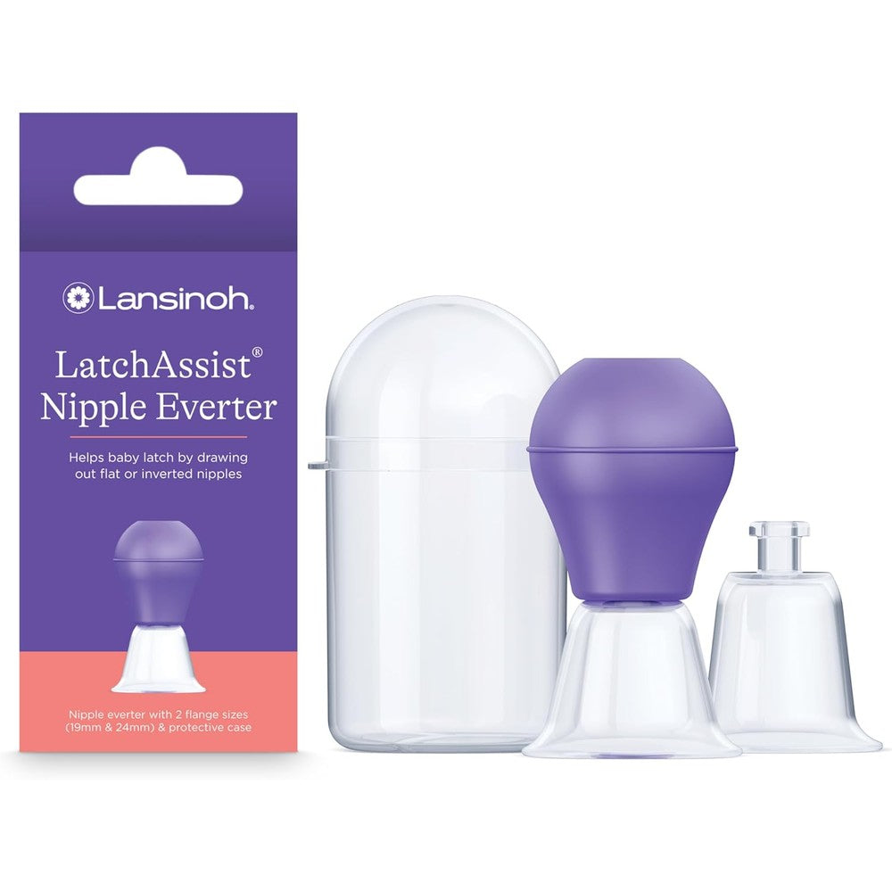 Lansinoh LatchAssist Nipple Everter with two flange sizes in box