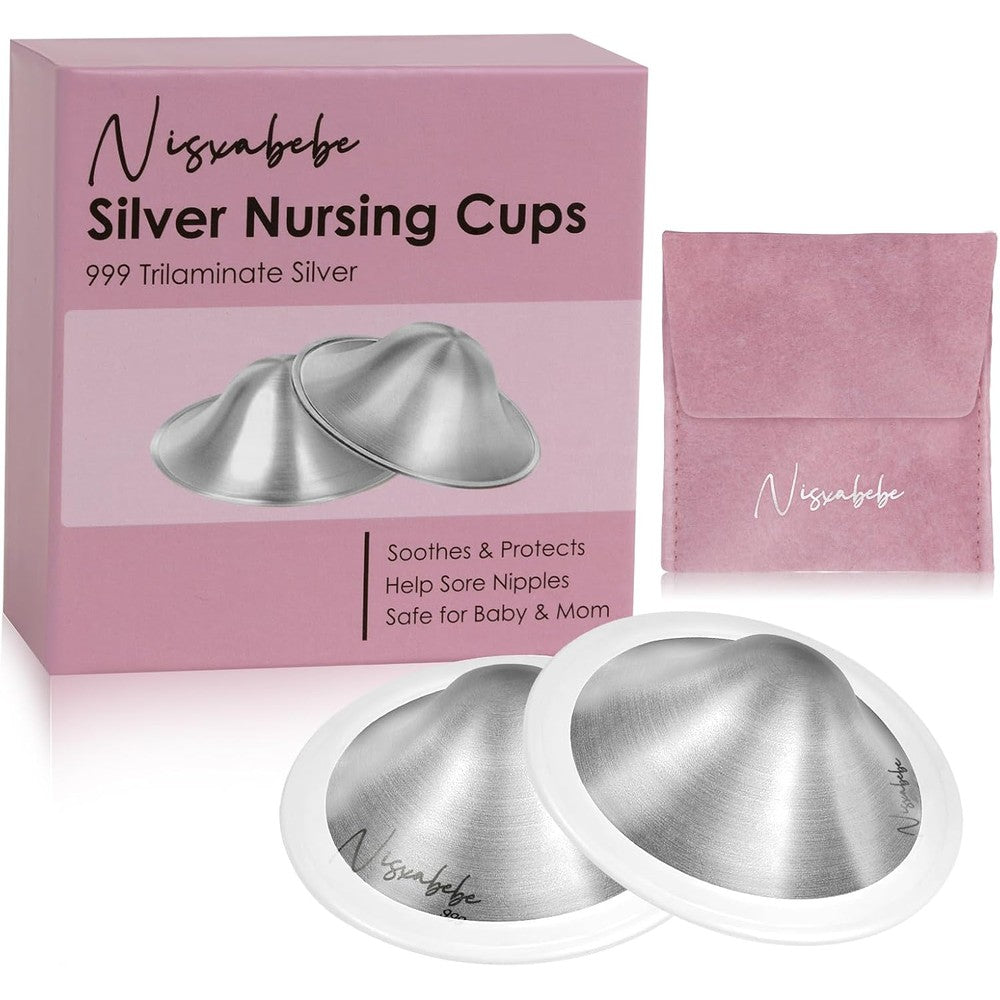 Nisxabebe Original Silver Nursing Cups front view for breastfeeding
