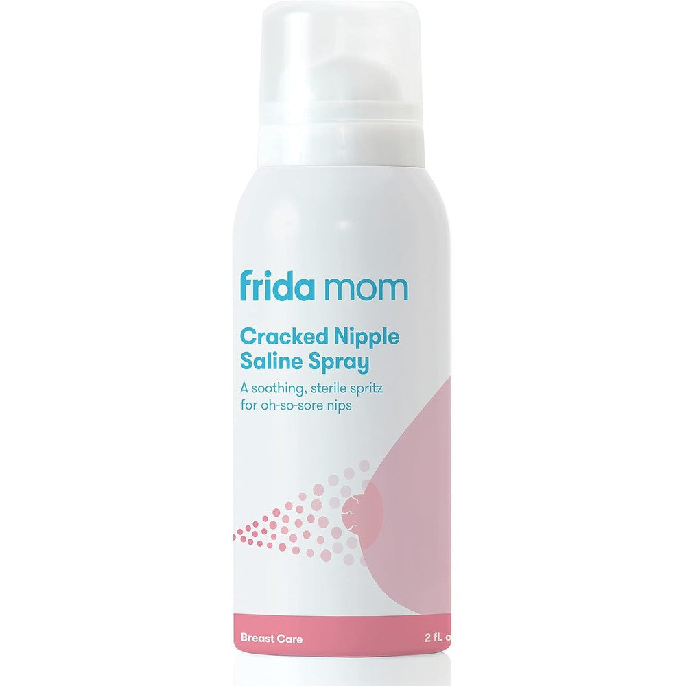 Frida Mom Cracked Nipple Saline Spray bottle front view for breastfeeding support