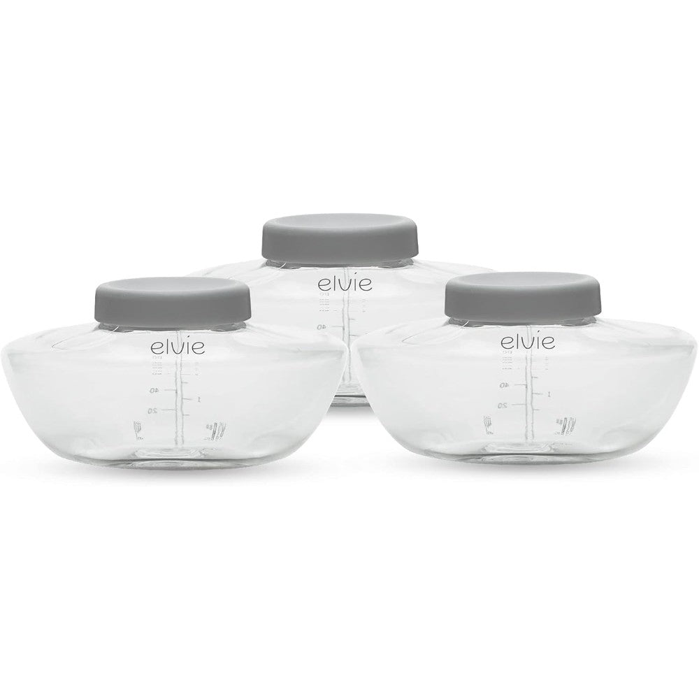 Elvie Pump breastmilk storage bottles 3 pack front view