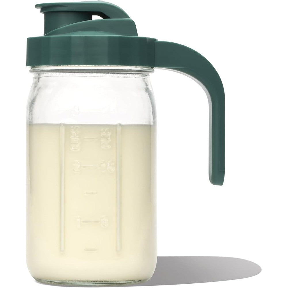 Willow glass breastmilk pitcher front view 32 fluid ounce capacity