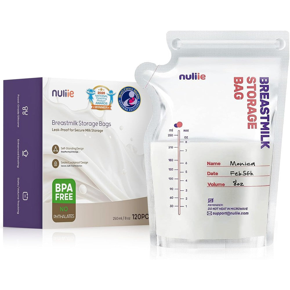 Nuliie breastmilk storage bags front view
