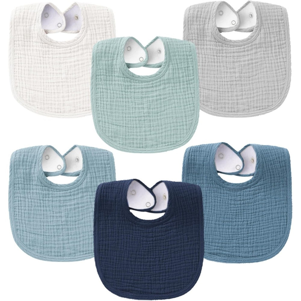 Konssy muslin baby bibs 6 pack front view set