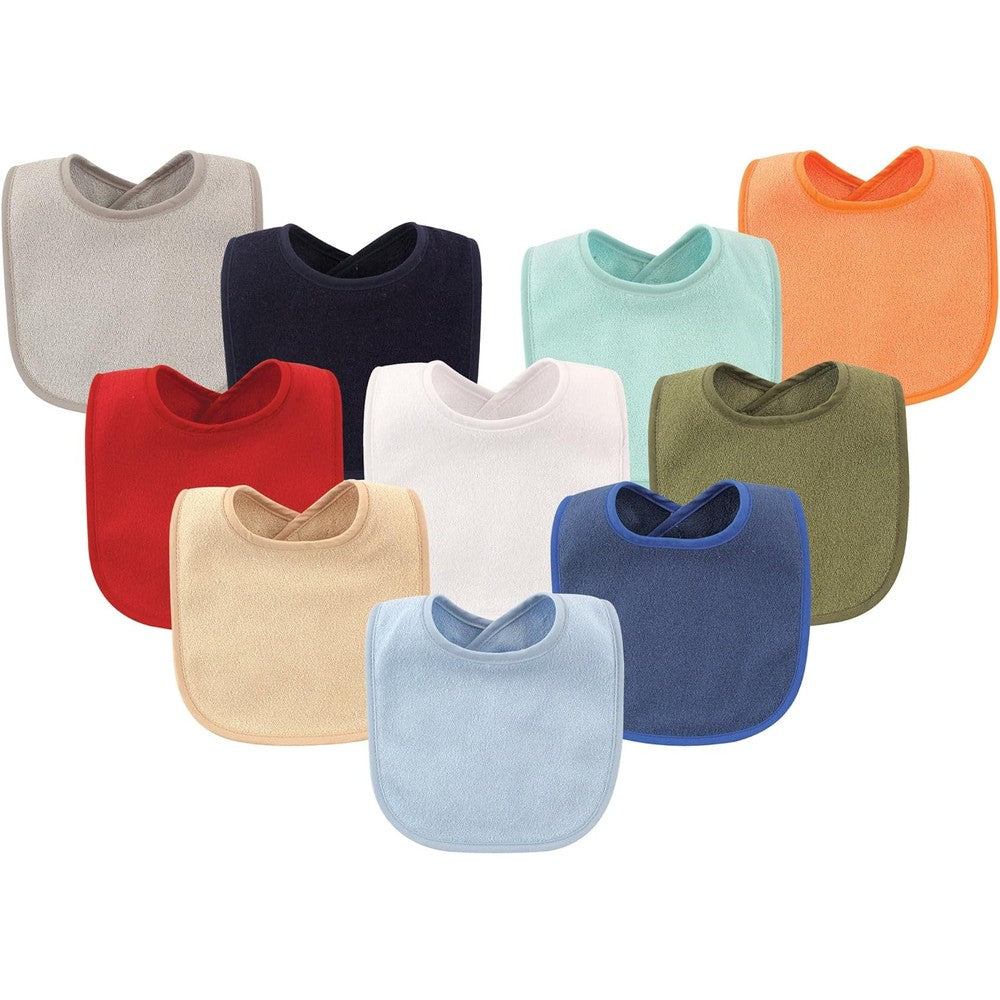 Hudson Baby unisex drooler bib with waterproof lining front view