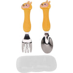 Atyhao cartoon kids stainless steel spoon and fork set front view premium toddler tableware.