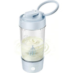 NehNeh Baby electric formula mixer pitcher front view showing the blue twenty eight ounce wide mouth Tritan container.
