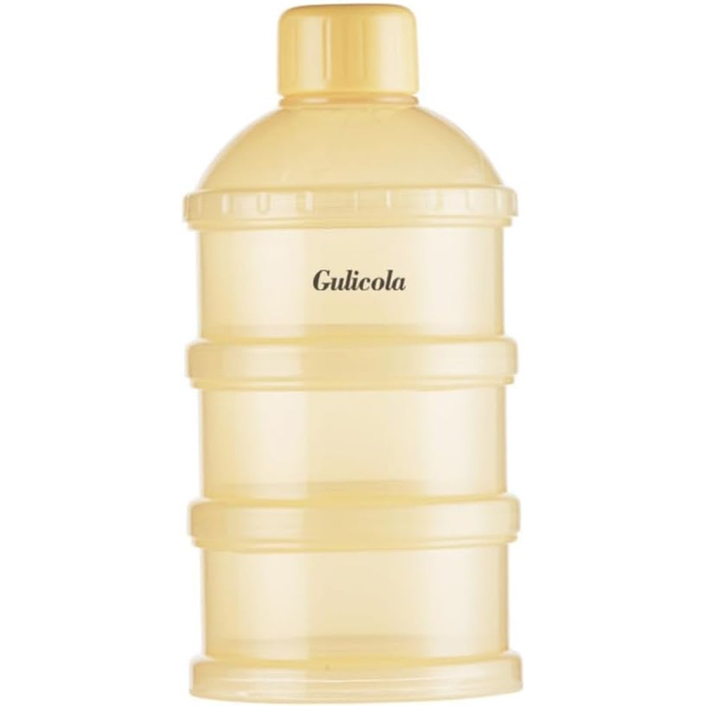 Gulicola baby stackable formula dispenser front view showing multi layer travel milk powder storage compartments.