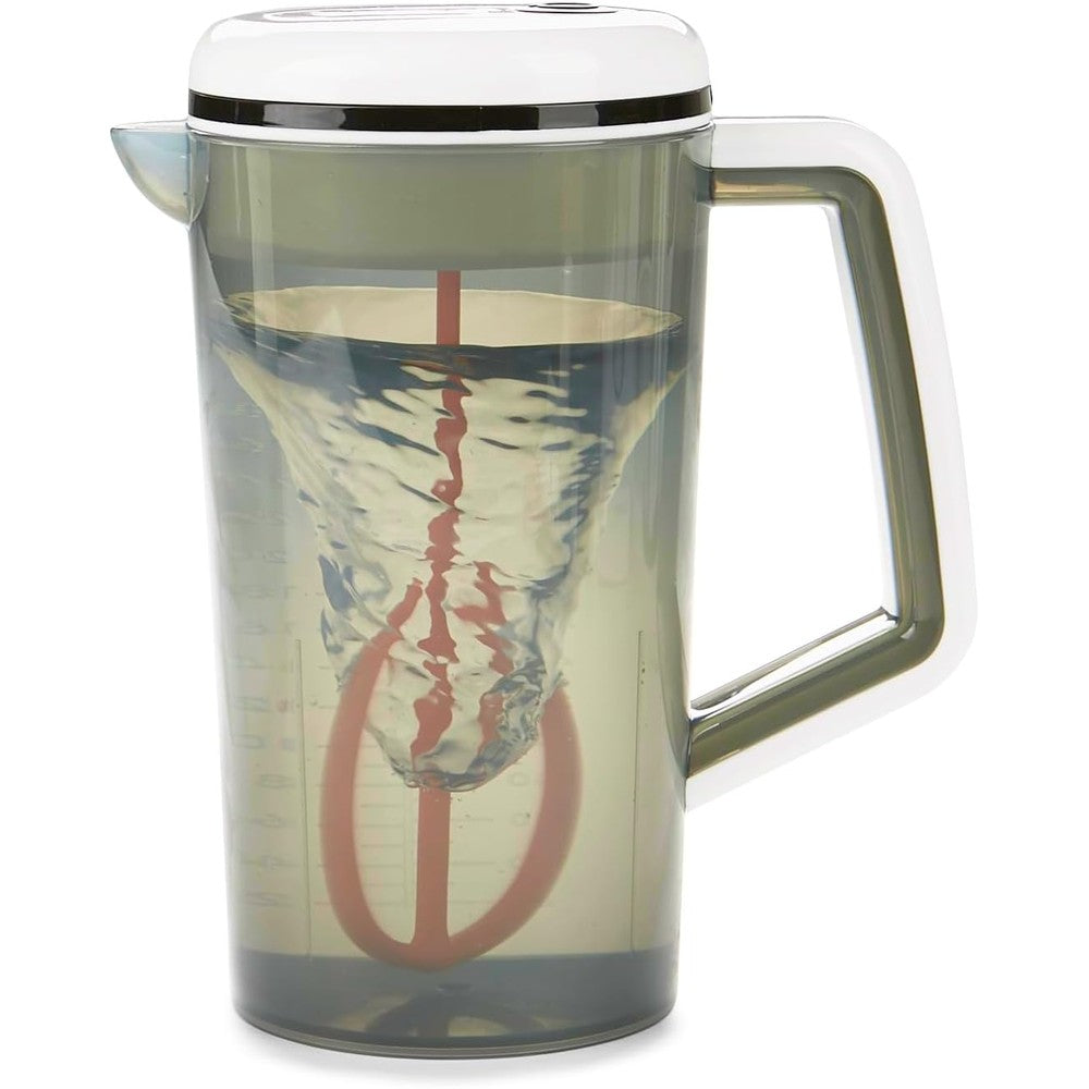 Baby Brezza motorized formula mixer pitcher front view white electric baby bottle prep appliance