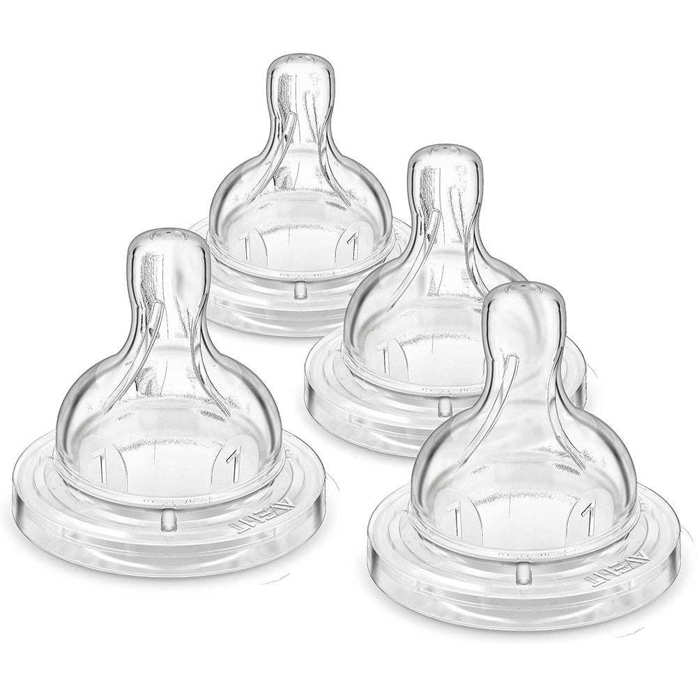 Philips Avent Anti Colic Baby Bottle Flow One Nipple pack of four front packaging view