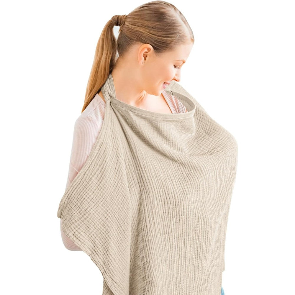 Konssy Muslin Nursing Cover front view in Summer Wheat color