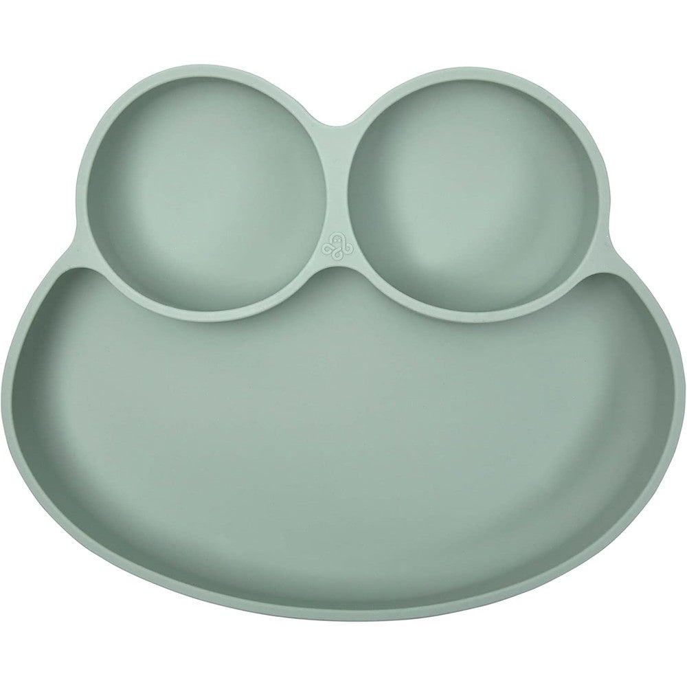 Abiie Octopod Frog Silicone Plate With Suction Sage Green Divided Toddler Feeding Dish BPA Free Spill Proof Training Plate - Image 1