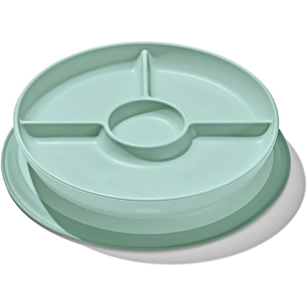 OXO Tot Stick and Stay Suction Divided Plate in Opal front view