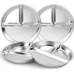 Bakpoco Stainless Steel Kids Divided Plates 4 Pack front view