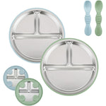 PandaEar stainless steel baby suction plates front view set