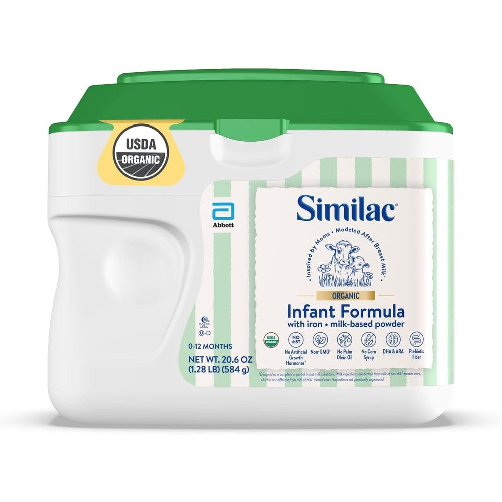 Similac Organic Infant Formula 20.6 Ounce tub front view authentic USA import