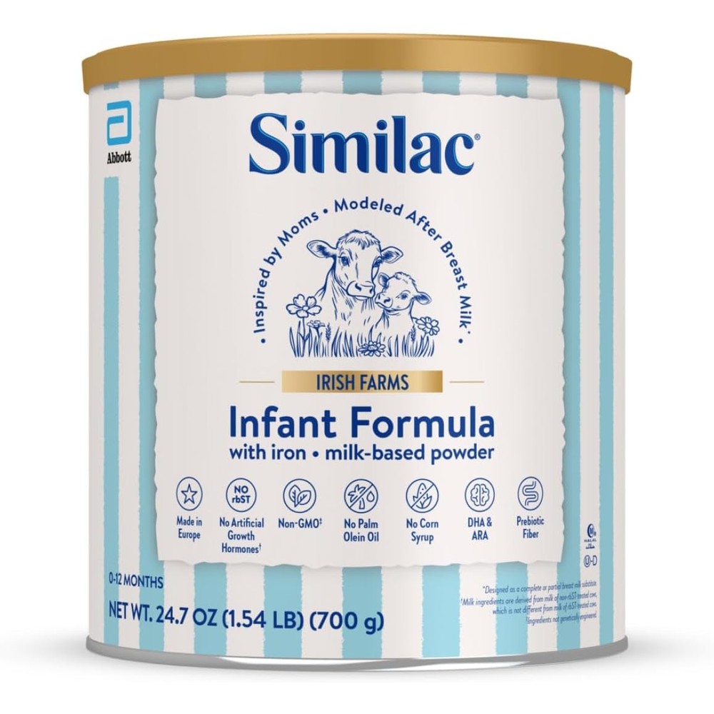 Similac Irish Farms infant formula front view of 24.7 ounce can