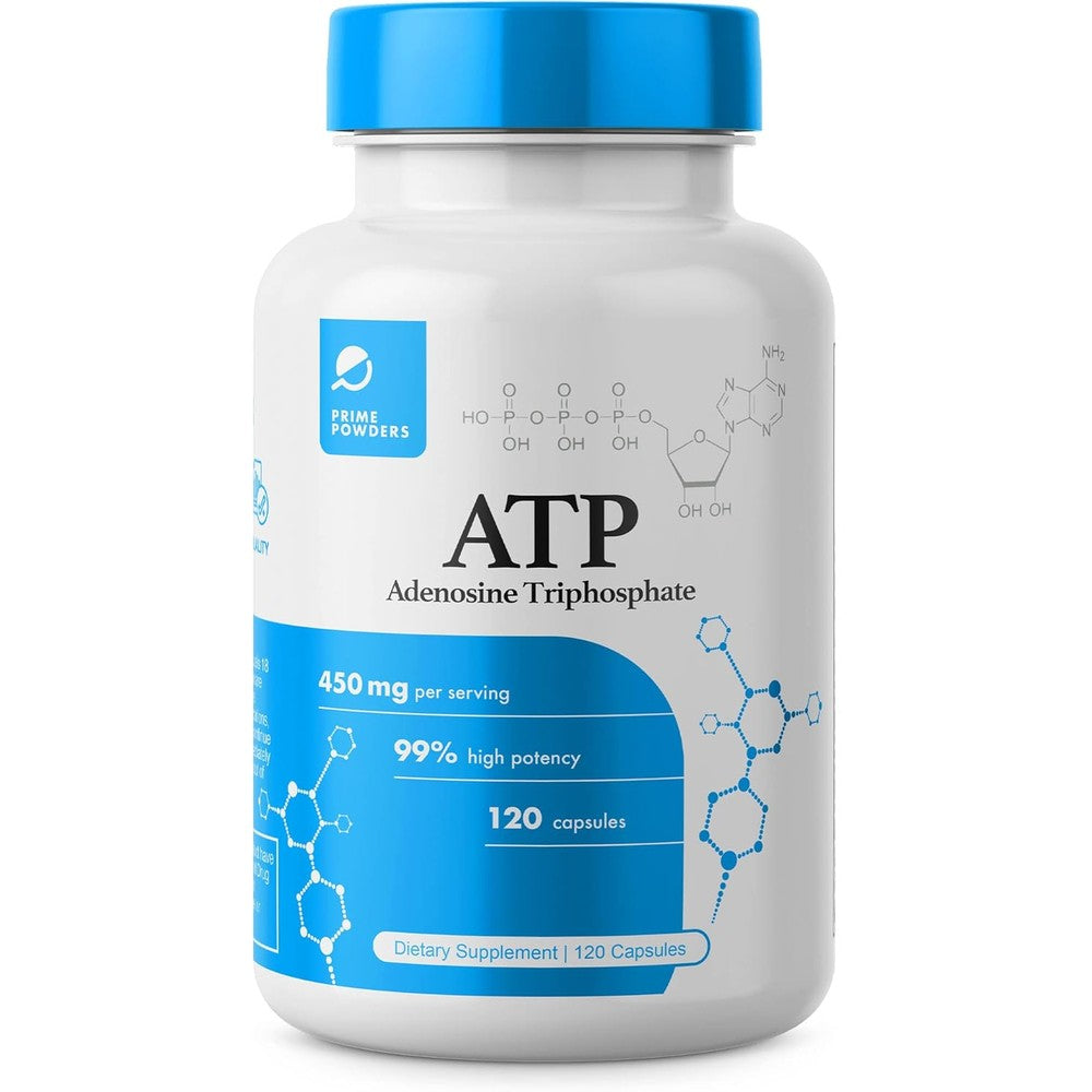 Prime Powders ATP Capsules 120 count front bottle view showing premium supplement label.