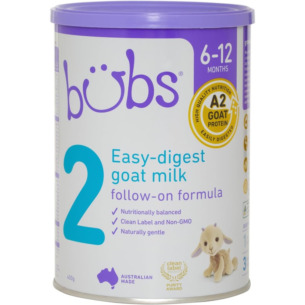 Bubs Goat Milk Infant Formula Stage Two front view canister