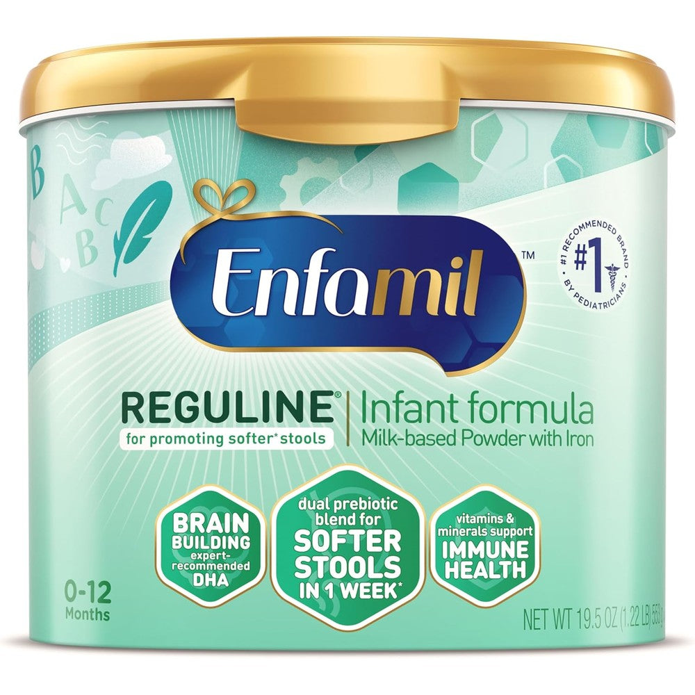 Enfamil Reguline infant formula powder tub front view