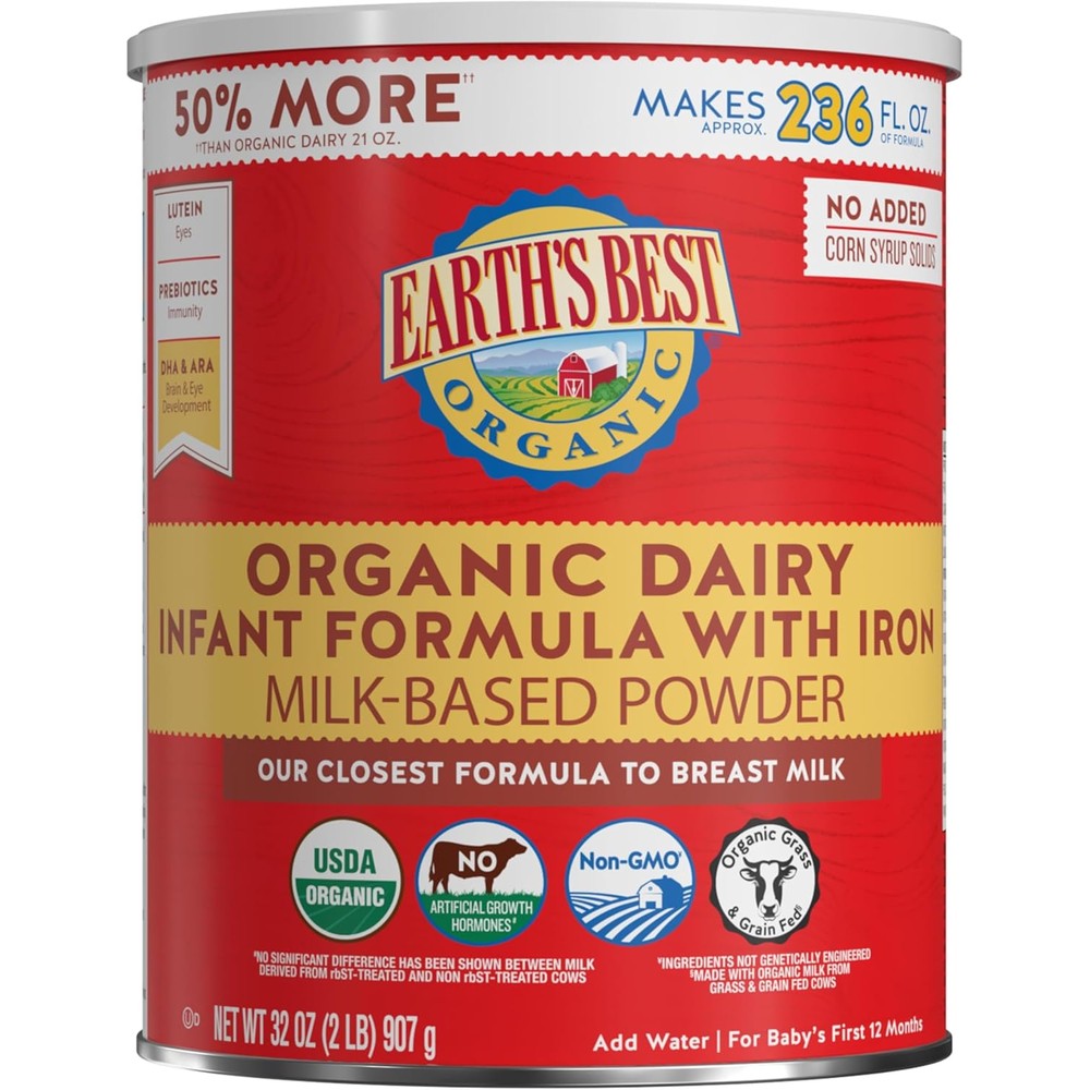 Earth's Best Organic Dairy Infant Formula 32 Ounce front view