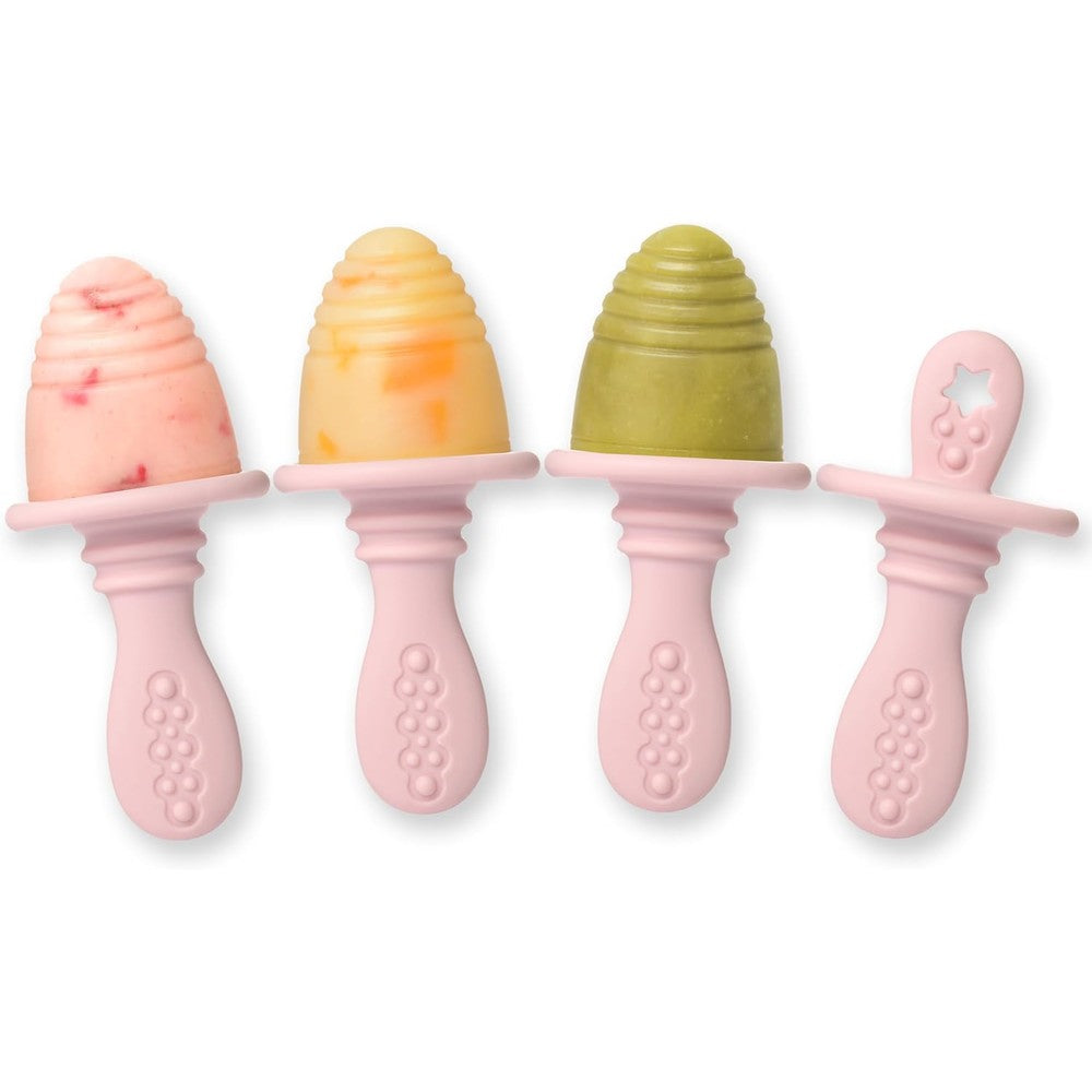PrimaStella Silicone Petite Pops front view of baby popsicle mold in dusty rose pink color