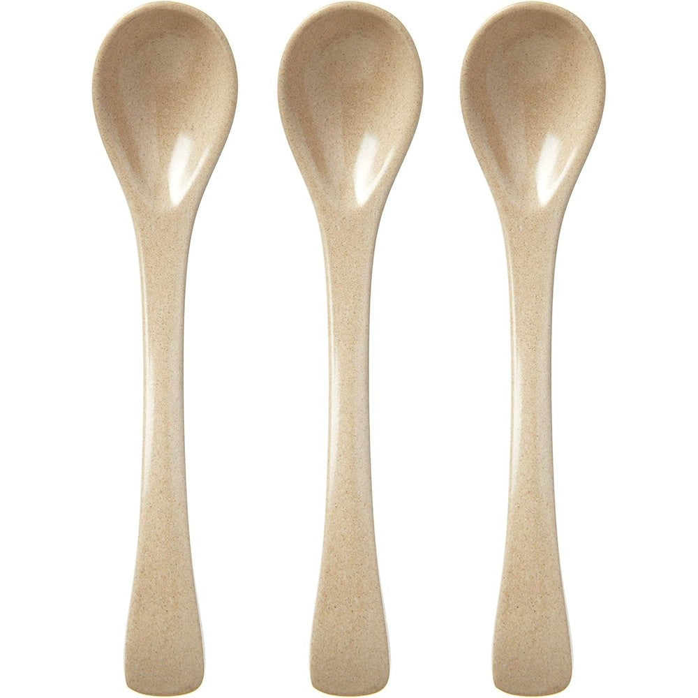 Nuby eco friendly natural rice husk three piece spoon set front view packaging