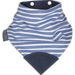 Cheeky Chompers Neckerchew teething bib front view showcasing premium bandana fabric and attached silicone teether.