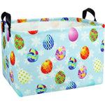 BOOHIT rectangle empty easter basket front view showcasing blue creative egg pattern
