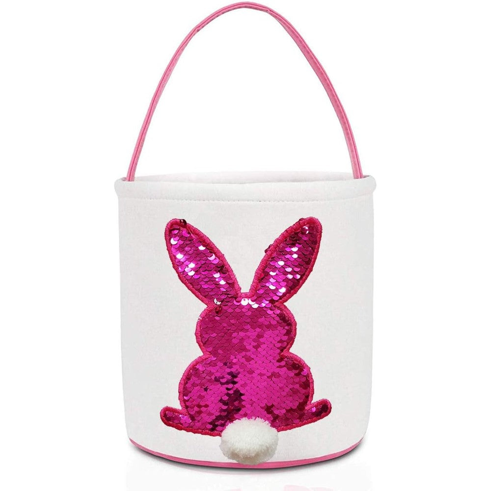 Poptrend Easter basket bags pink paillette bunny tote front view