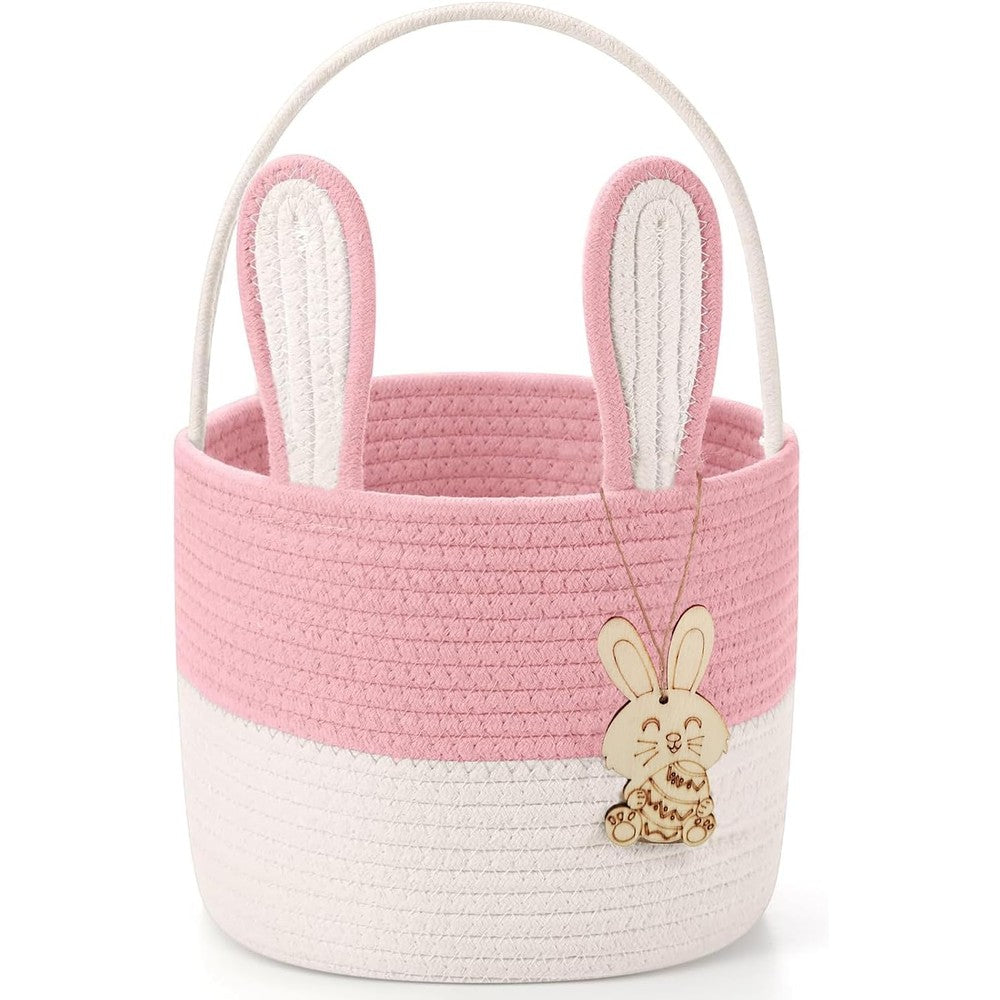 Poschnor woven cotton Easter basket front view for holiday gifting