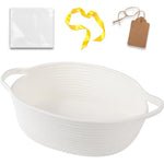OIAHOMY small woven basket front view displaying white cotton rope texture and dual handles