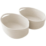 JMvicyroam woven basket small cotton rope storage bin front view showing two white organizers with handles